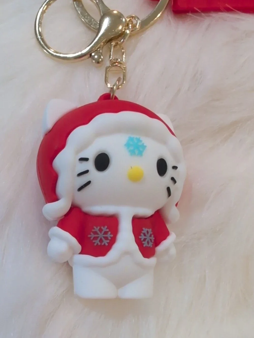 Hello Kitty Red & White Holiday Silicone Key Charm with Gold Hardware